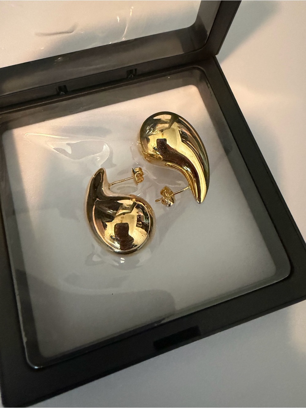 Gold Teardrop Sculptural Stud Earrings - Elegant Women's Jewelry